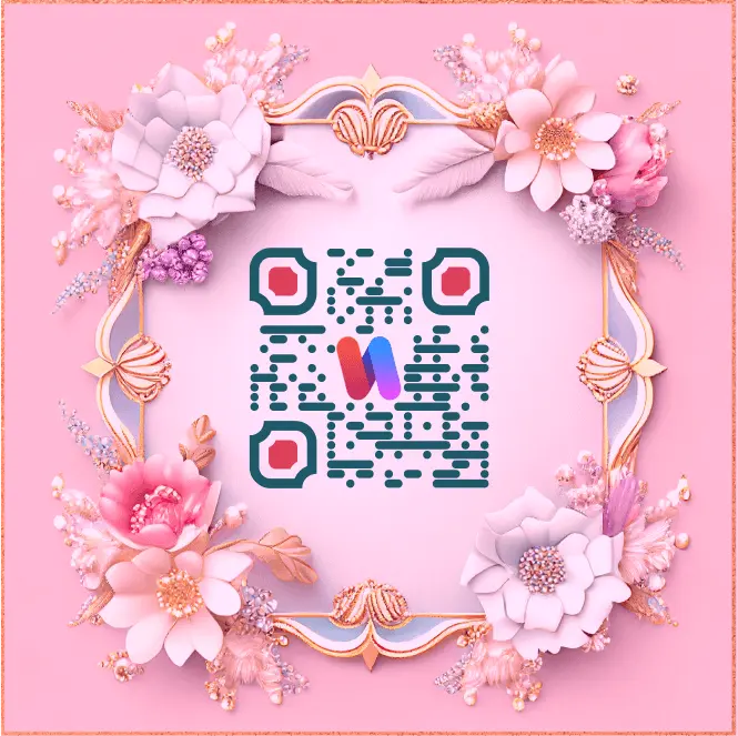 4QR.ME URL QR Code floral creative Design Sample pink