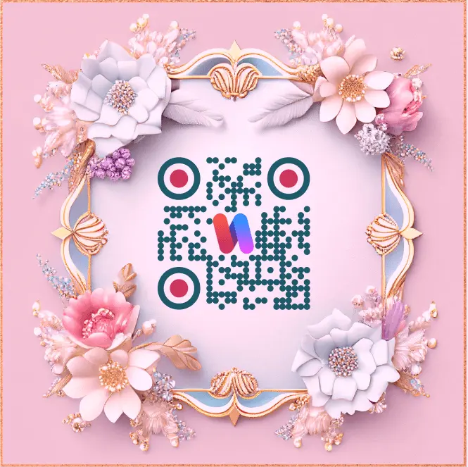 4QR.ME URL QR Code floral creative Design Sample light pink